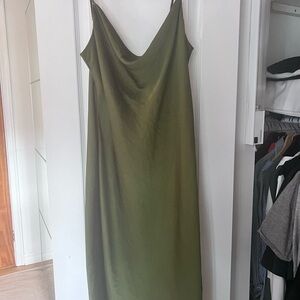 Aritzia Only Cowl neck satin slip dress in Grotto Green